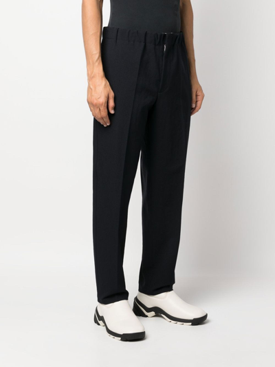 Jil Sander Elasticated-waistband Tapered Trousers In Blau