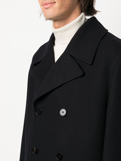 Shop Jil Sander Double-breasted Cashmere Coat In Blau