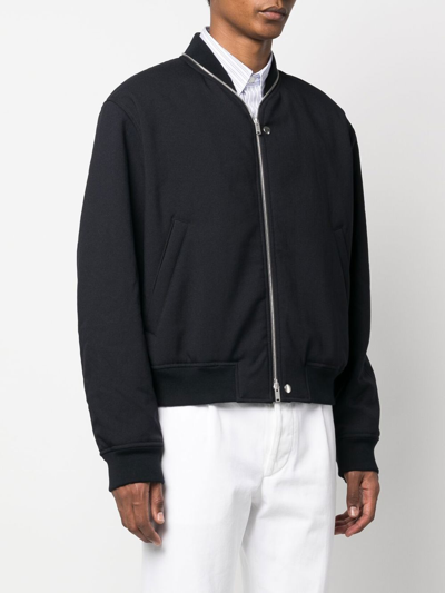 Jil Sander Classic Front Zip Bomber Jacket In Blau