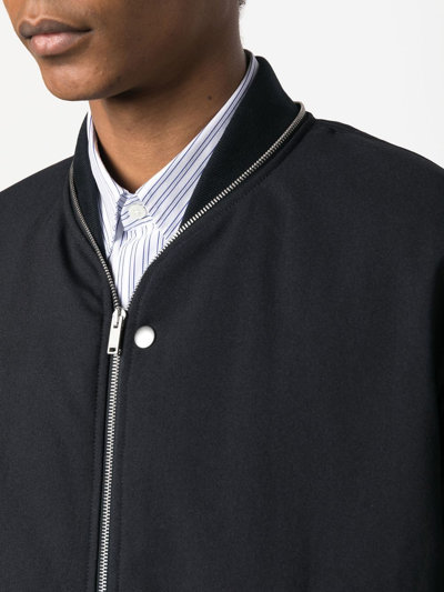 Jil Sander Classic Front Zip Bomber Jacket In Blau