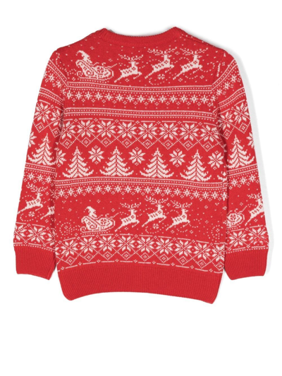 Shop Mc2 Saint Barth Sloagn-knit Intarsia Sweater In Rot