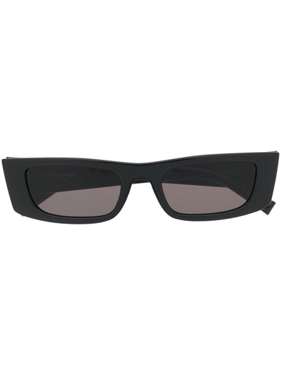 Shop Saint Laurent Logo-print Sunglasses In Black