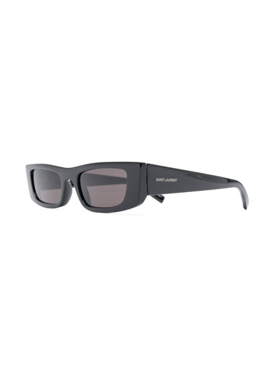Shop Saint Laurent Logo-print Sunglasses In Black