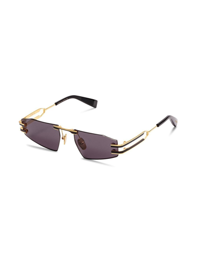 Balmain Eyewear Fixe Ii Geometric-frame Sunglasses In Schwarz
