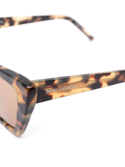 Shop Saint Laurent Mica Cat-eye Sunglasses In Braun