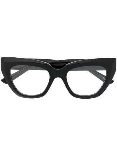 Shop Balenciaga Logo-plaque Cat-eye Glasses In Schwarz