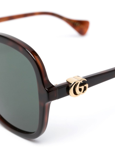 Shop Gucci Square Frame Oversize Sunglasses In Brown