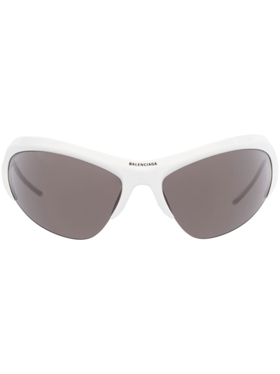 Shop Balenciaga Wire Cat Cat-eye Sunglasses In Weiss