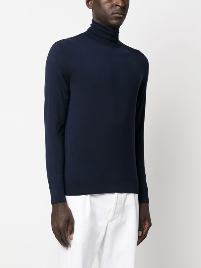 Shop Colombo Roll Neck Knitted Jumper In Blau