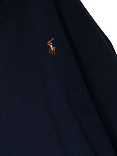 Shop Ralph Lauren Roll-neck Embroidered-logo Sweatshirt In Blau