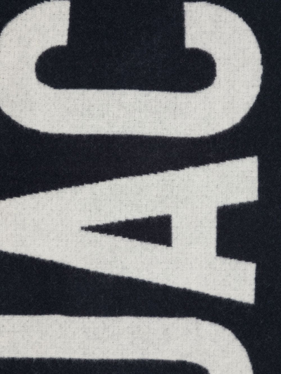 Shop Jacquemus Intarsia-logo Wool Scarf In Blau