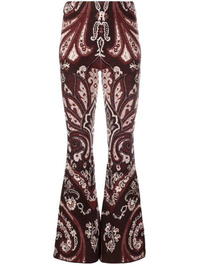 Shop Etro Paisley-print Knitted Trousers In Rot
