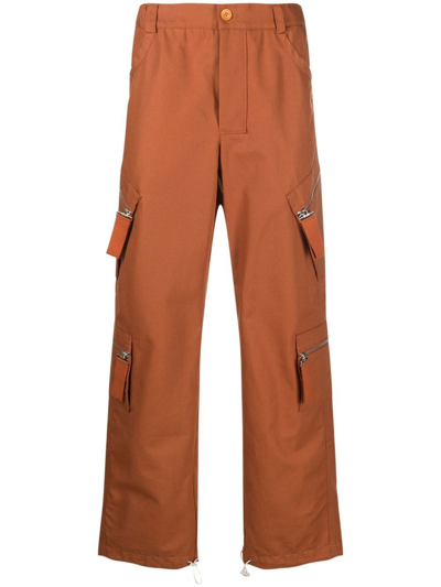 Shop Jacquemus Straight-leg Cargo Trousers In Braun