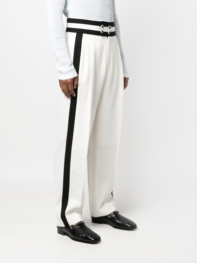 Shop Casablanca High-waisted Side Stripe Trousers In Weiss