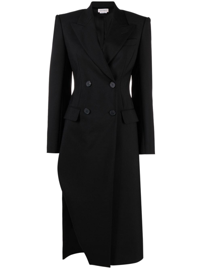 Alexander Mcqueen Slashed Double-breasted Tailored Coat In Black | ModeSens