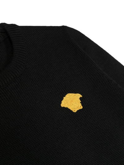 Shop Versace Embroidered Logo Jumper In Schwarz