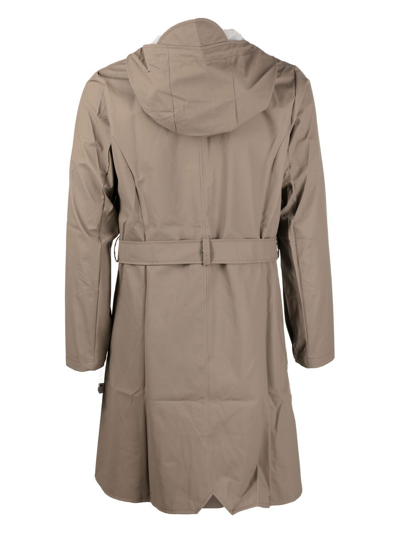 Shop Rains Curve Waterproof Coat In Taupe