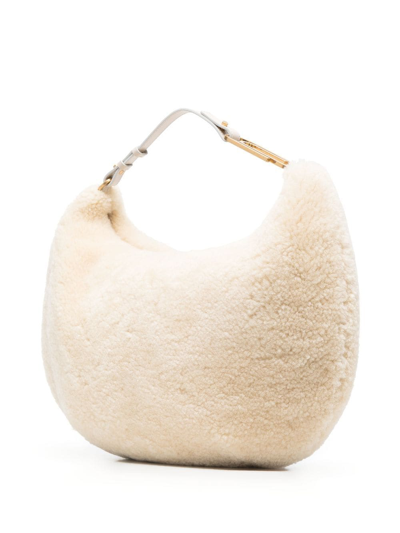 Shop Off-white Shearling Tote Bag In Nude