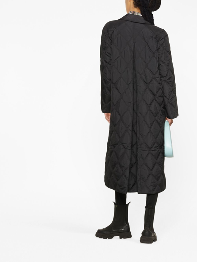 Shop Ganni Quilted Ripstop Coat In Black