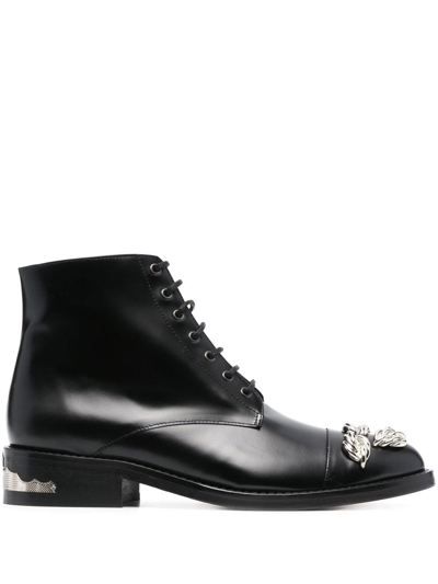 Shop Toga Stud-detail Leather Ankle Boots In Schwarz