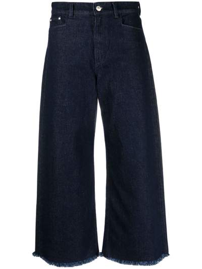 Shop Wandler Cropped Wide-leg Jeans In Blau