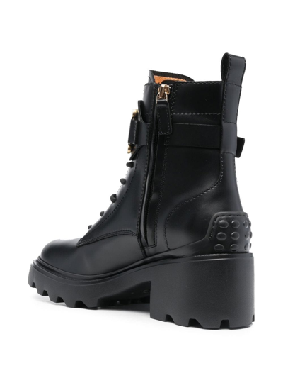 Shop Tod's 70mm Chain-detail Lace-up Boots In Schwarz