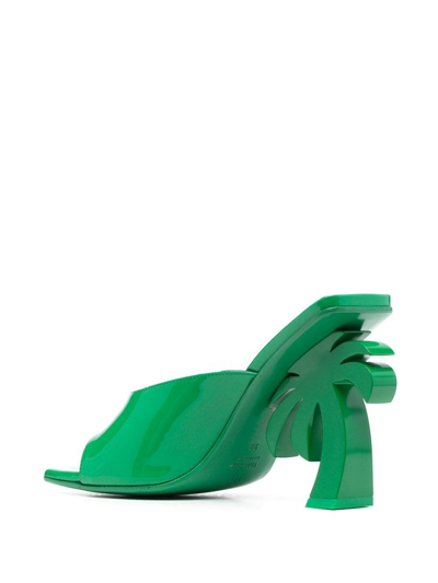 Shop Palm Angels Palm Heel 115mm Patent-leather Mules In Grün