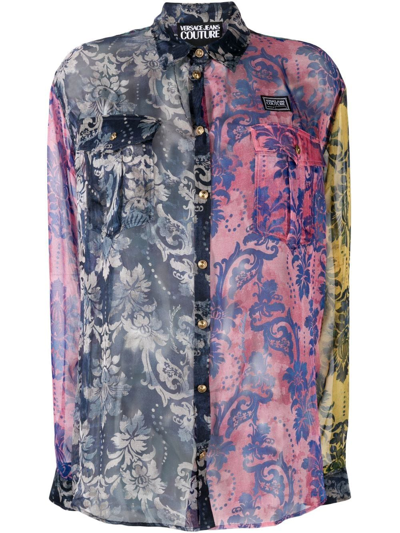 Versace Jeans Couture Chiffon Print Tapestry All-over Shirt In Rosa