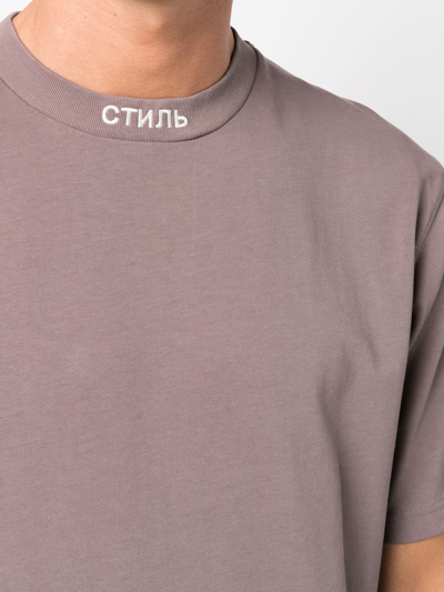 Heron Preston Embroidered-logo Crew Neck T-shirt In Grau