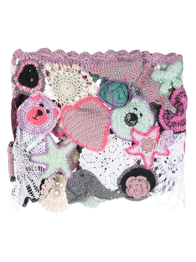 Shop Marco Rambaldi Crochet Patch Mini Skirt In Rosa