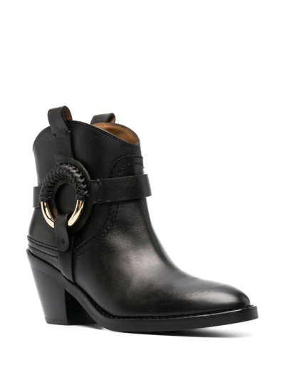 Shop See By Chloé Hana 70mm Buckle Leather Boots In Schwarz