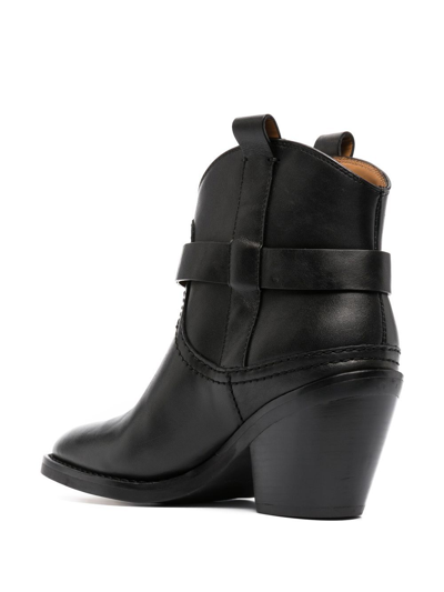 Shop See By Chloé Hana 70mm Buckle Leather Boots In Schwarz