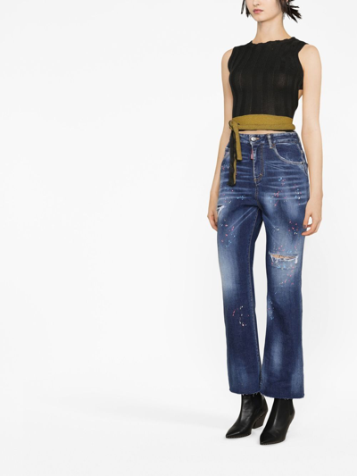 Shop Dsquared2 Distressed-effect Flared Jeans In Blau