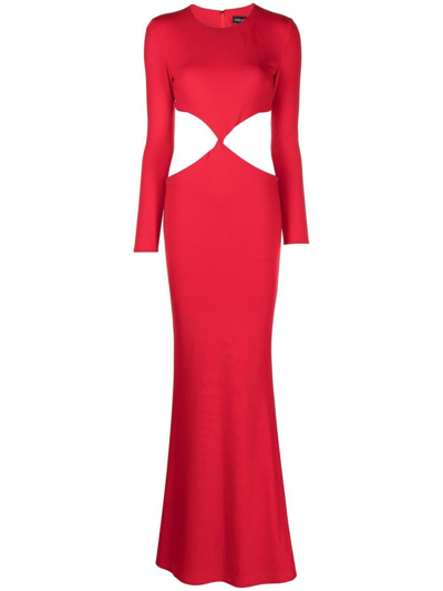 Shop Retroféte Miley Cut-out Long-sleeved Gown In Rot