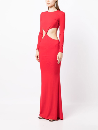Shop Retroféte Miley Cut-out Long-sleeved Gown In Rot