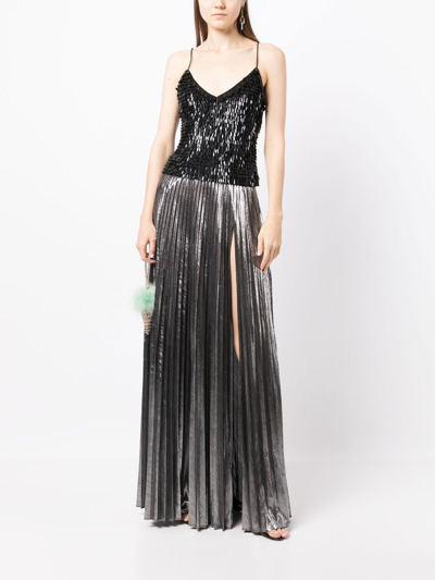 Retroféte Cressida Pleated Maxi Skirt In Silber