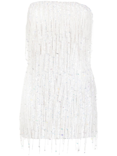 Shop Retroféte Heather Sequined Strapless Minidress In Weiss