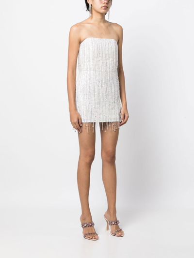 Shop Retroféte Heather Sequined Strapless Minidress In Weiss