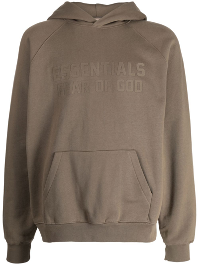 Essentials Logo-print Hoodie In Braun
