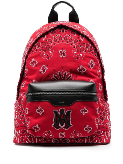 Shop Amiri Bandanna-embroidered Backpack In Rot