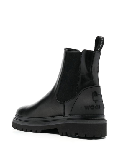 Shop Woolrich Leather Ankle Boots In Schwarz