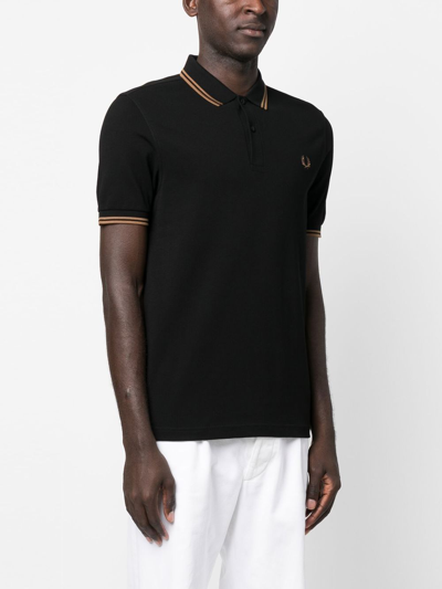 Shop Fred Perry Embroidered-logo Polo Shirt In Schwarz