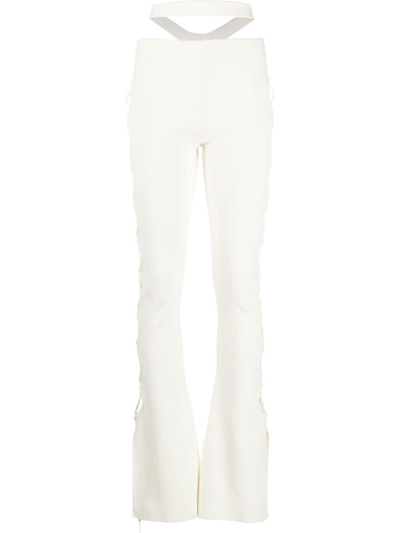 Shop Andreädamo Cut-out Detail Bootcut Trousers In Weiss