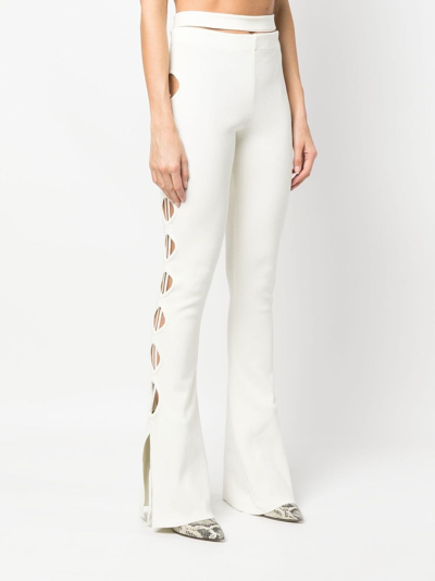 Shop Andreädamo Cut-out Detail Bootcut Trousers In Weiss