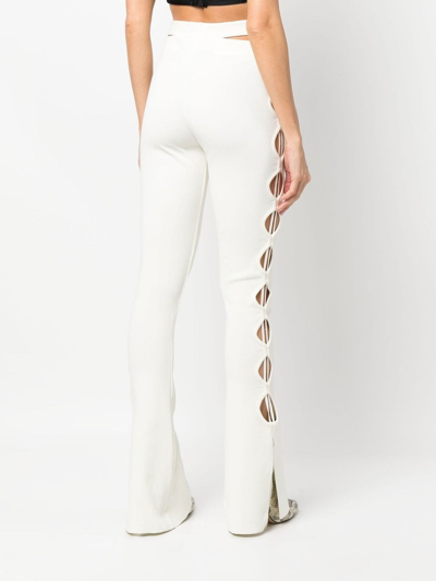 Shop Andreädamo Cut-out Detail Bootcut Trousers In Weiss