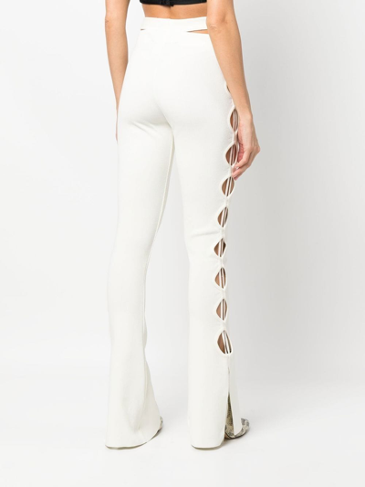 Andreädamo Cut-out Detail Bootcut Trousers In Weiss