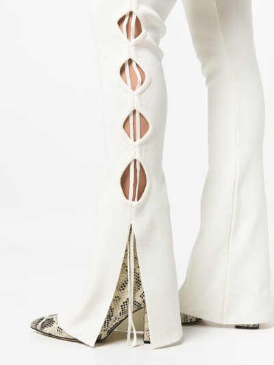 Andreädamo Cut-out Detail Bootcut Trousers In Weiss