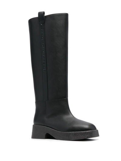 Shop Stella Mccartney Logo-detail Chunky Boots In Black