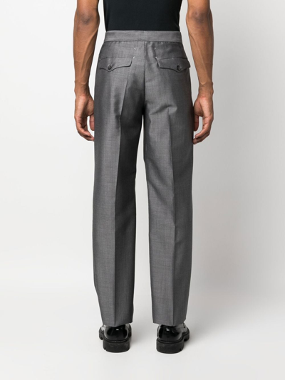 Shop Maison Margiela Tapered Cotton-wool Trousers In Grau