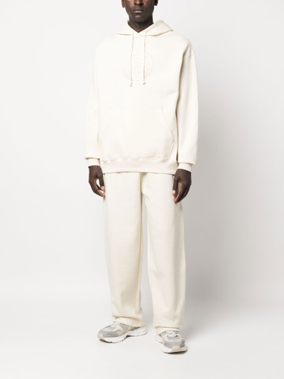 Gmbh Logo-embroidered Organic Cotton Hoodie In Beige